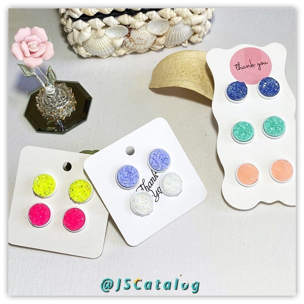 Chunky Druzy On White Posts Studs